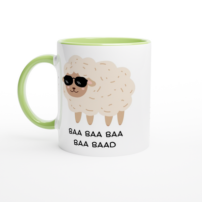 Baa Baa Baa Baa Baad - White 11oz Ceramic Mug with Colour Inside ceramic green Colour 11oz Mug animal
