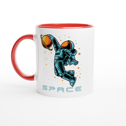 Astronaut Basketball - White 11oz Ceramic Mug with Colour Inside ceramic red Colour 11oz Mug Globally Fulfilled Space