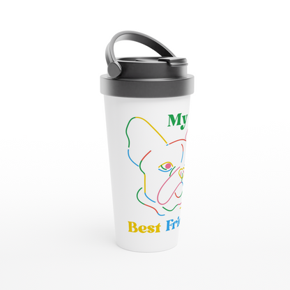 My Best Friend, Dog - White 15oz Stainless Steel Travel Mug Travel Mug animal Globally Fulfilled