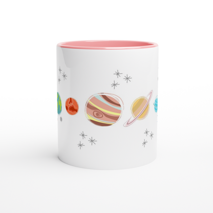 Solar System Planets - White 11oz Ceramic Mug with Colour Inside Colour 11oz Mug Space