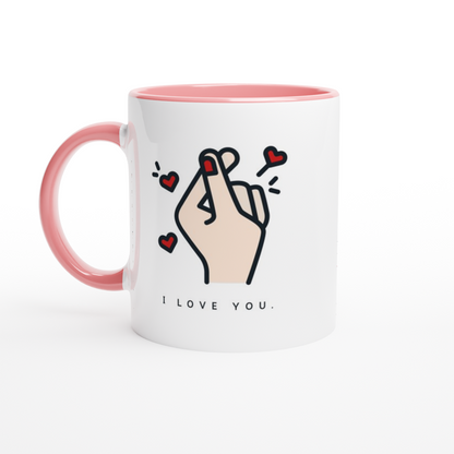 I Love You - White 11oz Ceramic Mug with Colour Inside ceramic pink Colour 11oz Mug Love