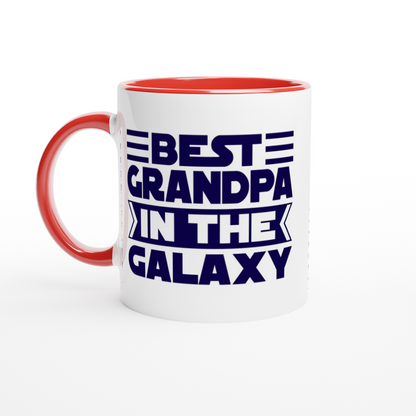 Best Grandpa In The Galaxy - White 11oz Ceramic Mug with Colour Inside ceramic red Colour 11oz Mug Dad