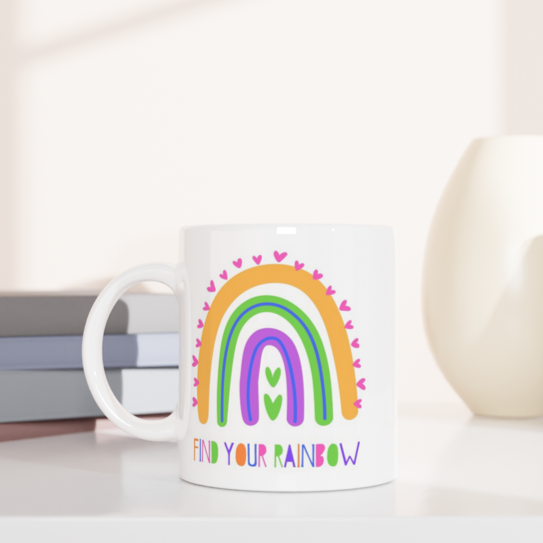 Find Your Rainbow - White 11oz Ceramic Mug White 11oz Mug Globally Fulfilled Motivation