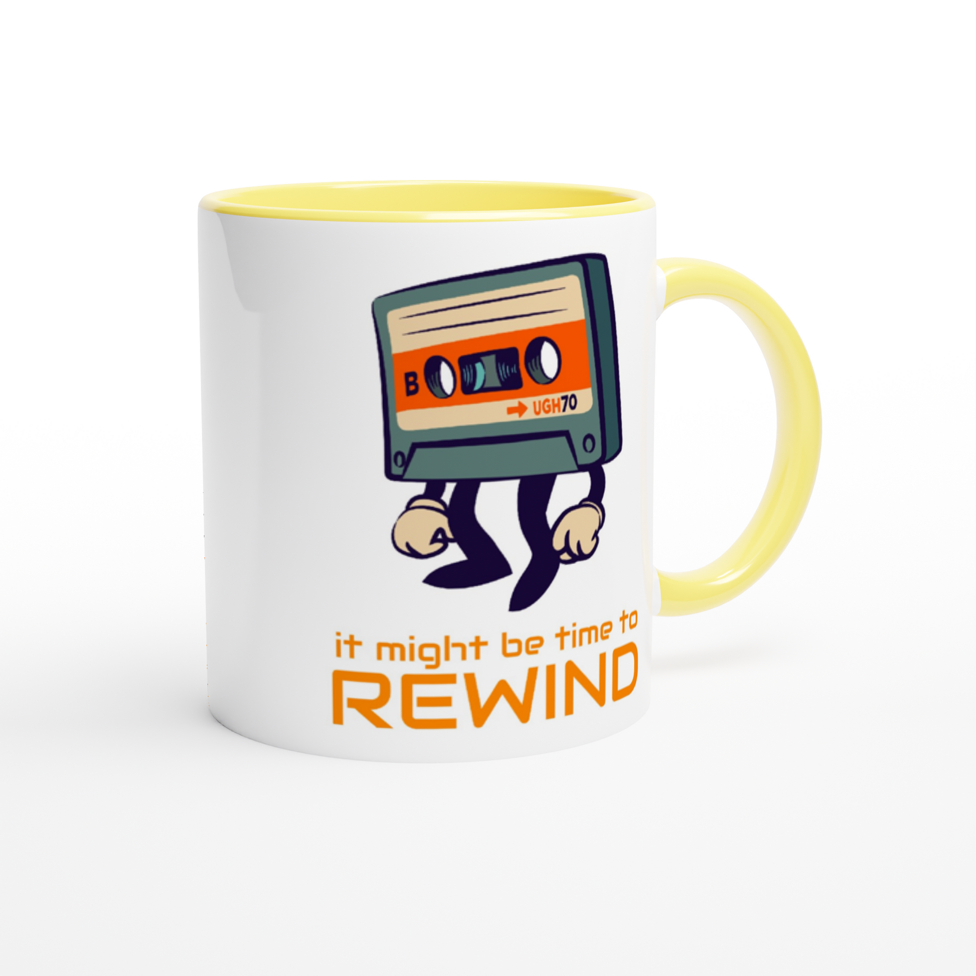 It Might Be Time To Rewind - White 11oz Ceramic Mug with Colour Inside Colour 11oz Mug Music Retro