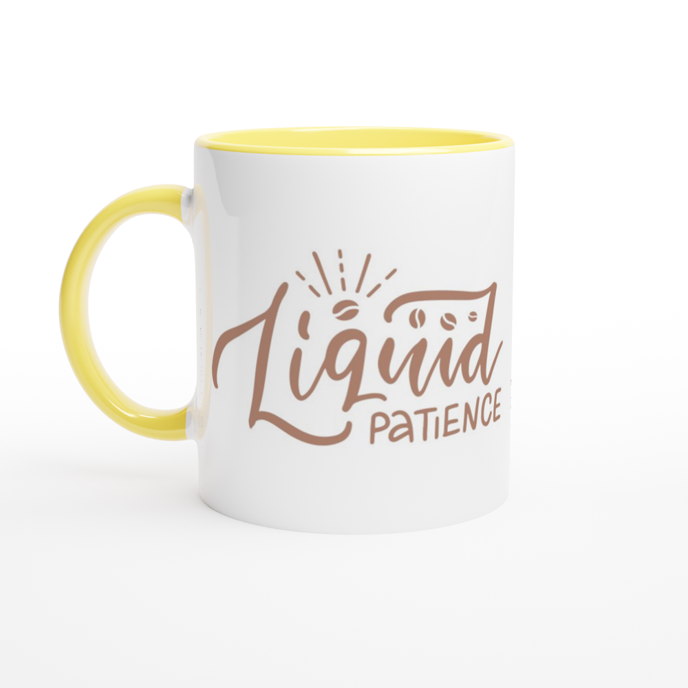 Liquid Patience - White 11oz Ceramic Mug with Colour Inside Colour 11oz Mug Coffee Globally Fulfilled