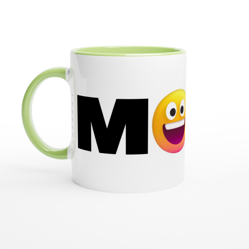 Mood Emoji - White 11oz Ceramic Mug with Colour Inside ceramic green Colour 11oz Mug Funny