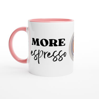 More Espresso, Less Depresso - White 11oz Ceramic Mug with Color Inside Colour 11oz Mug Coffee