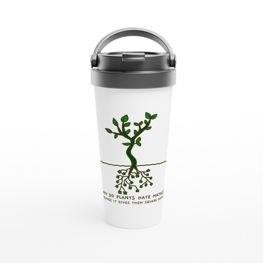 Square Roots - White 15oz Stainless Steel Travel Mug Travel Mug Globally Fulfilled Maths Plants Science