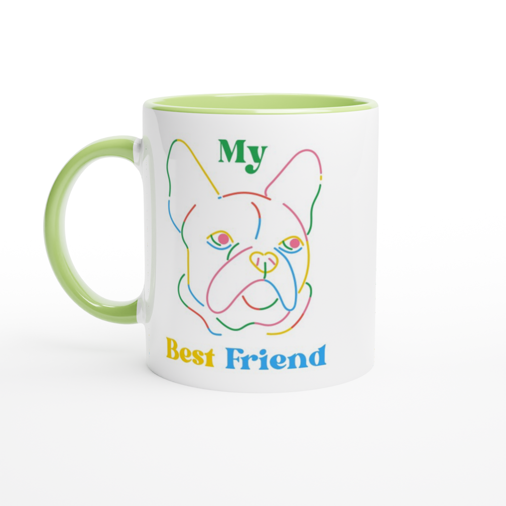My Best Friend, Dog - White 11oz Ceramic Mug with Color Inside ceramic green Colour 11oz Mug animal