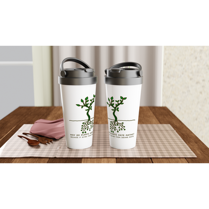 Square Roots - White 15oz Stainless Steel Travel Mug Travel Mug Globally Fulfilled Maths Plants Science