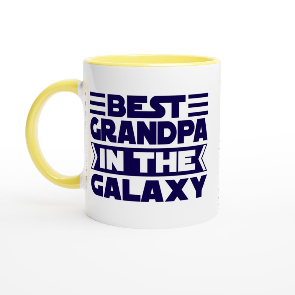 Best Grandpa In The Galaxy - White 11oz Ceramic Mug with Colour Inside ceramic yellow Colour 11oz Mug Dad