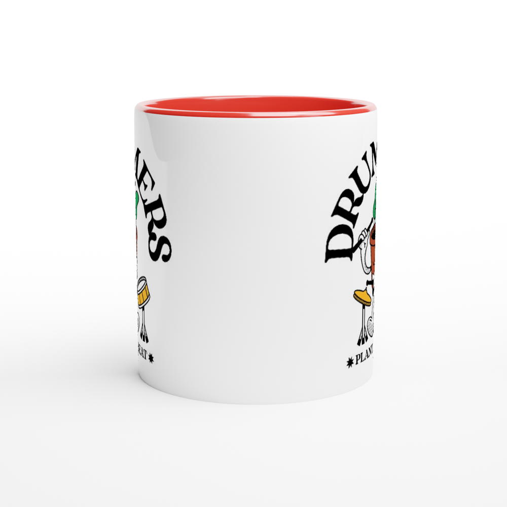 Drummers - White 11oz Ceramic Mug with Colour Inside Colour 11oz Mug Music Plants