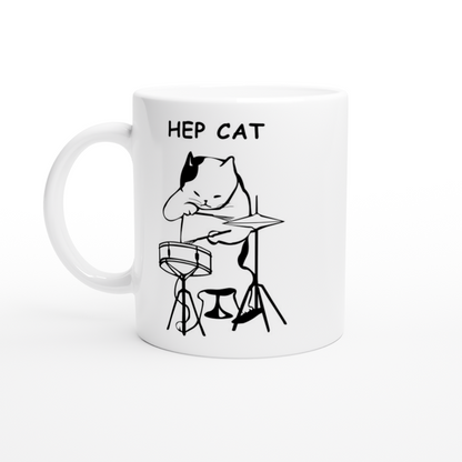 Hep Cat - White 11oz Ceramic Mug White 11oz Ceramic Mug White 11oz Mug Globally Fulfilled