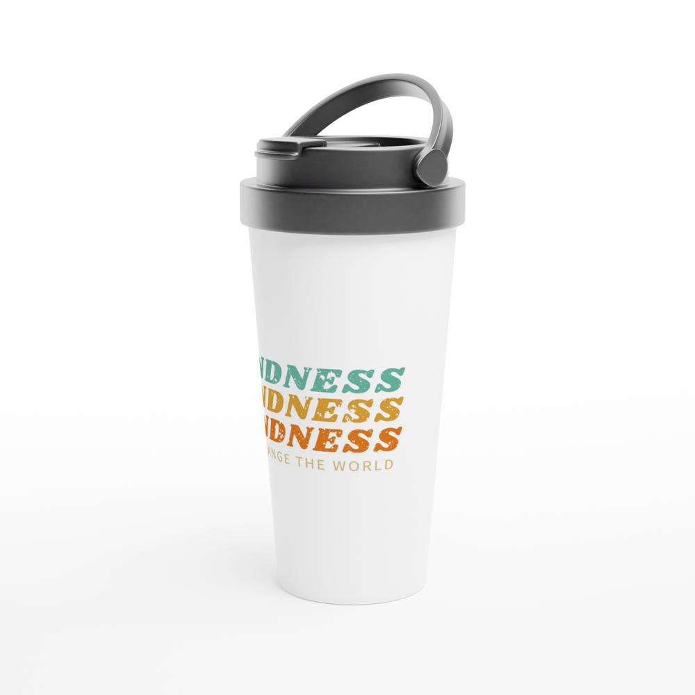 Kindness Can Change The World - White 15oz Stainless Steel Travel Mug Travel Mug Globally Fulfilled