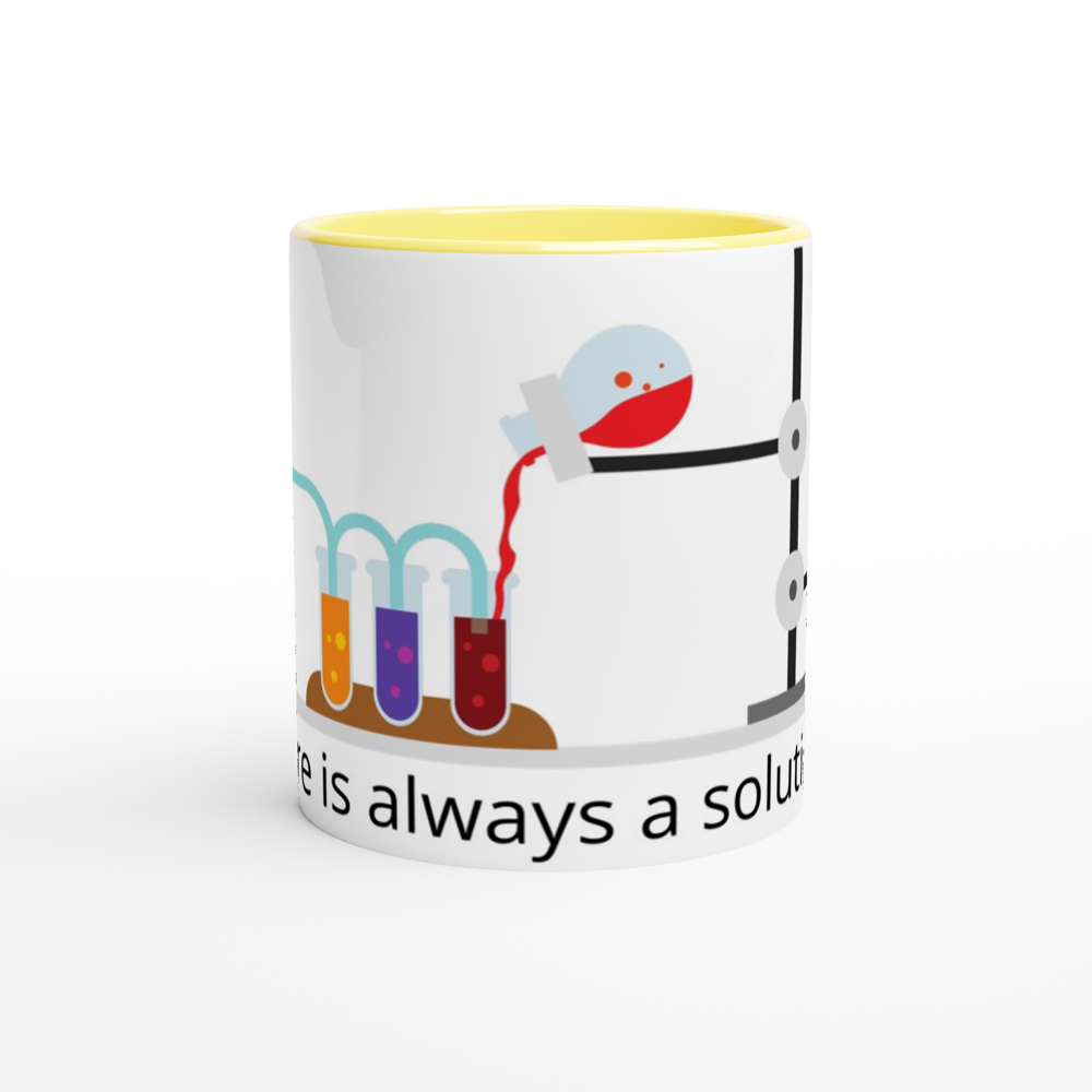 There Is Always A Solution - White 11oz Ceramic Mug with Colour Inside Colour 11oz Mug Science
