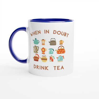 Drink Tea - White 11oz Ceramic Mug with Colour Inside ceramic blue Colour 11oz Mug Tea
