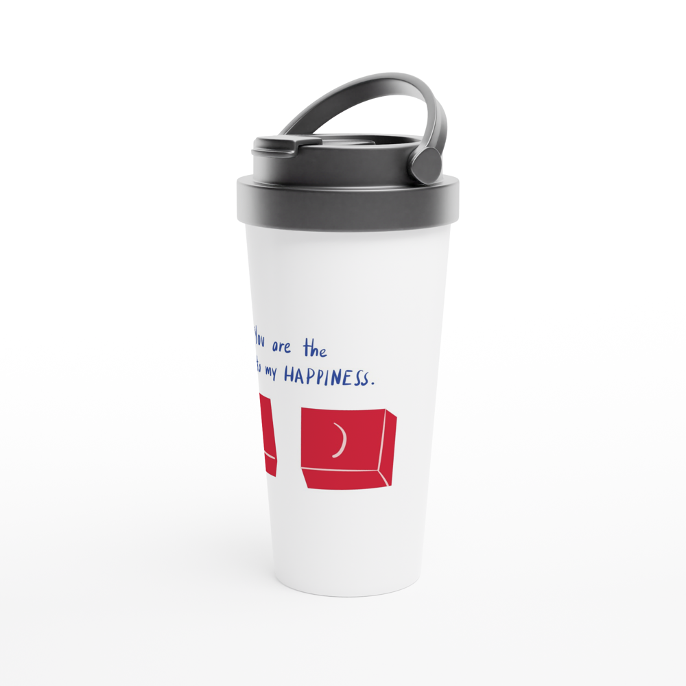 You Are The Key To My Happiness - White 15oz Stainless Steel Travel Mug Travel Mug Globally Fulfilled Tech