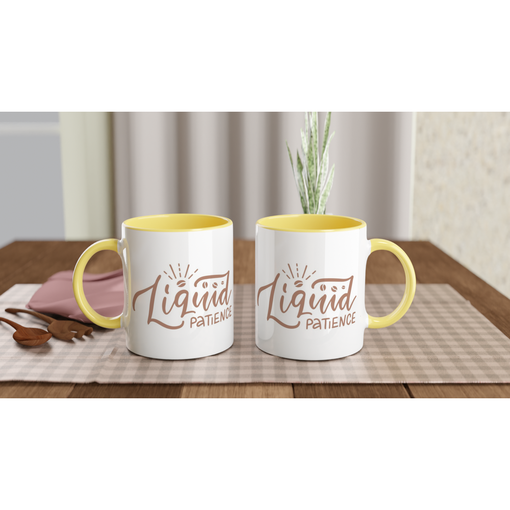 Liquid Patience - White 11oz Ceramic Mug with Colour Inside Colour 11oz Mug Coffee Globally Fulfilled