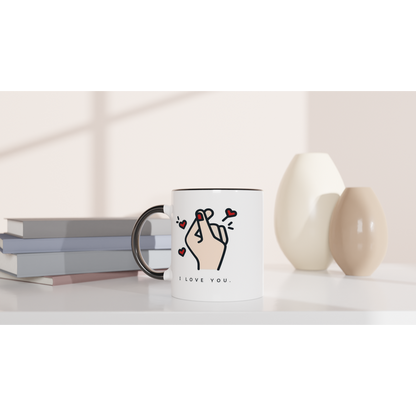 I Love You - White 11oz Ceramic Mug with Colour Inside Colour 11oz Mug Love