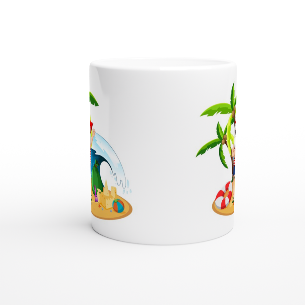 Tropical Santa - White 11oz Ceramic Mug Christmas White Mug Globally Fulfilled