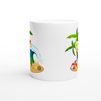 Tropical Santa - White 11oz Ceramic Mug Christmas White Mug Globally Fulfilled