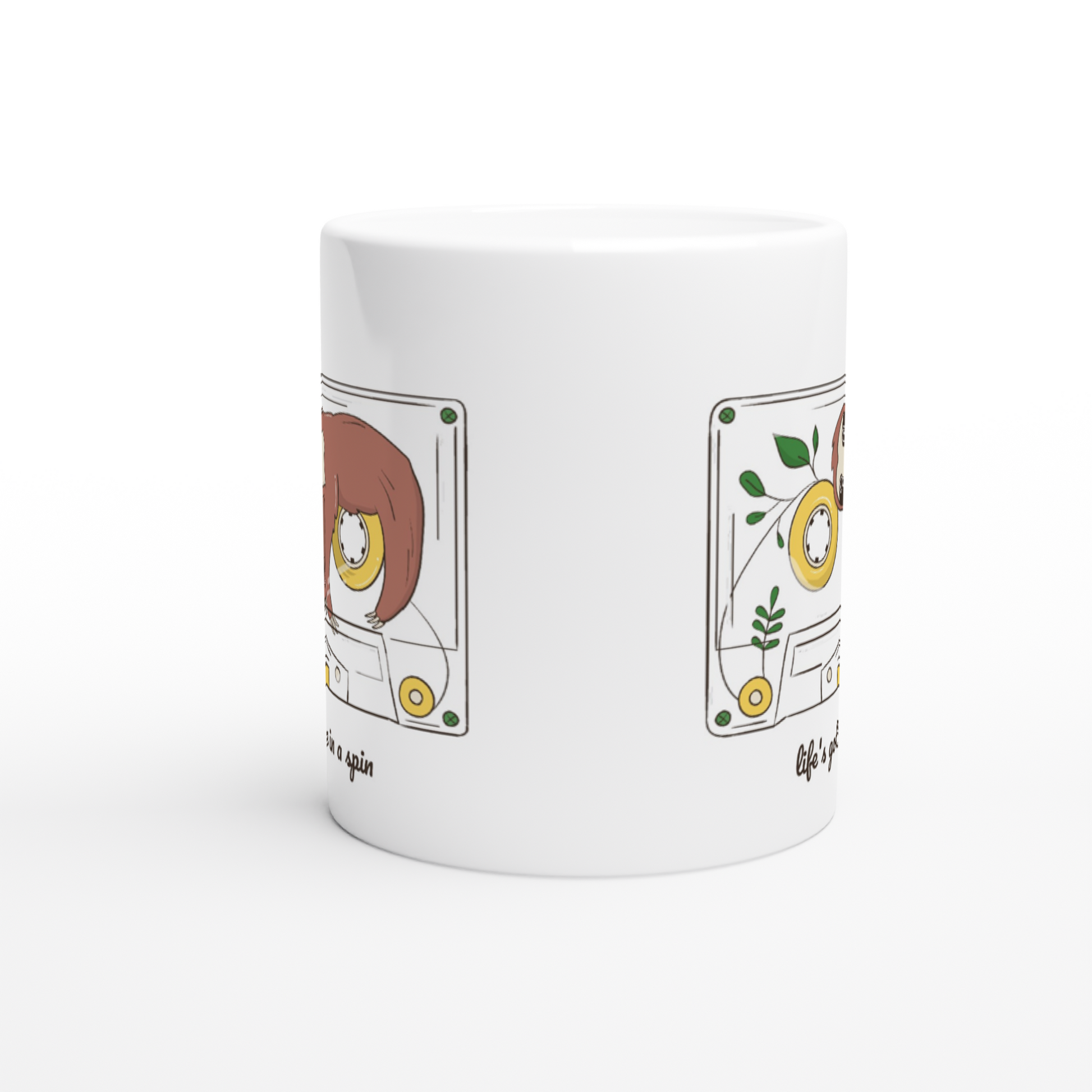 Cassette, Life's Got Me In A Spin -White 11oz Ceramic Mug White 11oz Mug Globally Fulfilled