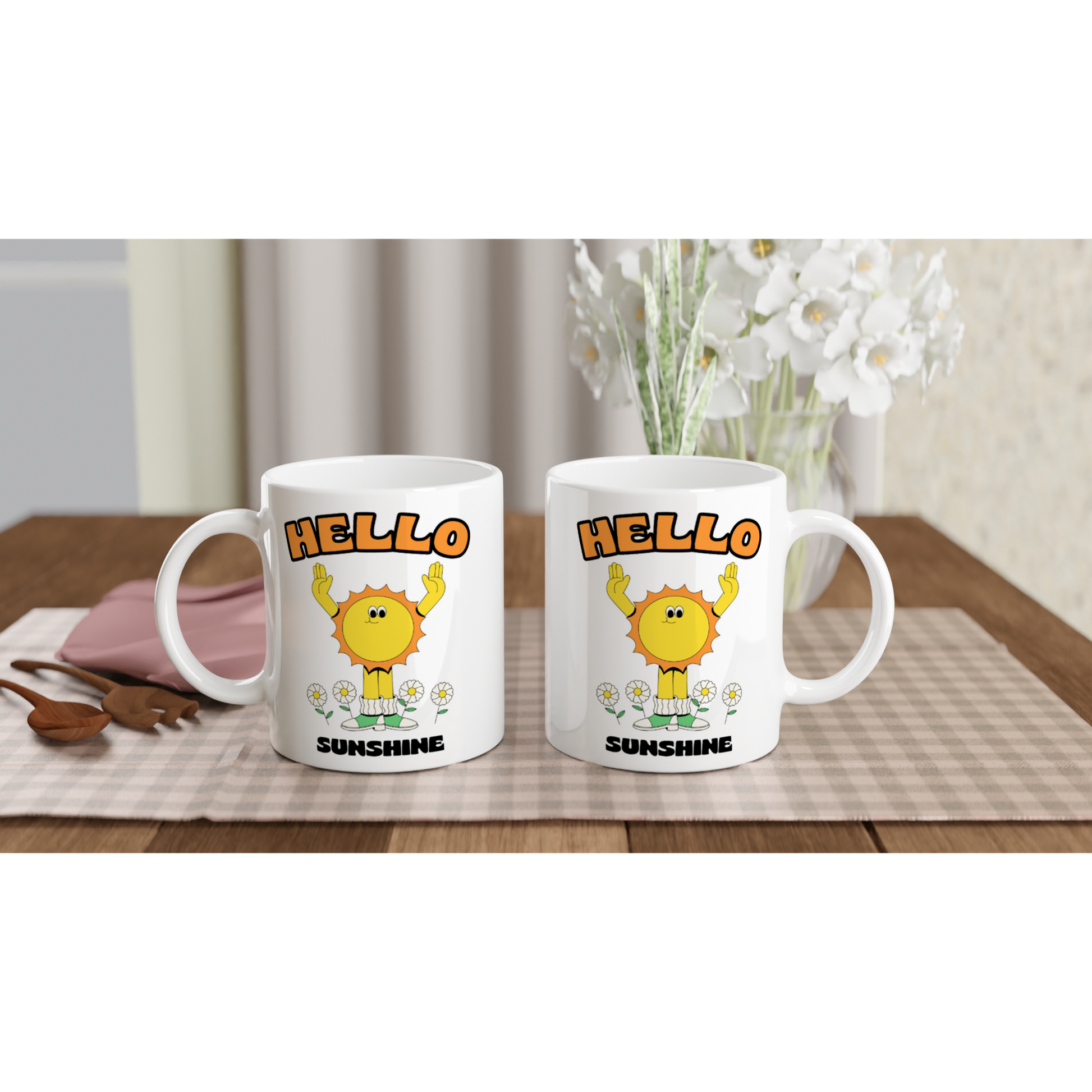 Hello Sunshine - White 11oz Ceramic Mug White 11oz Mug Globally Fulfilled