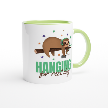Hanging For Rest Day - White 11oz Ceramic Mug with Colour Inside Colour 11oz Mug animal Fitness