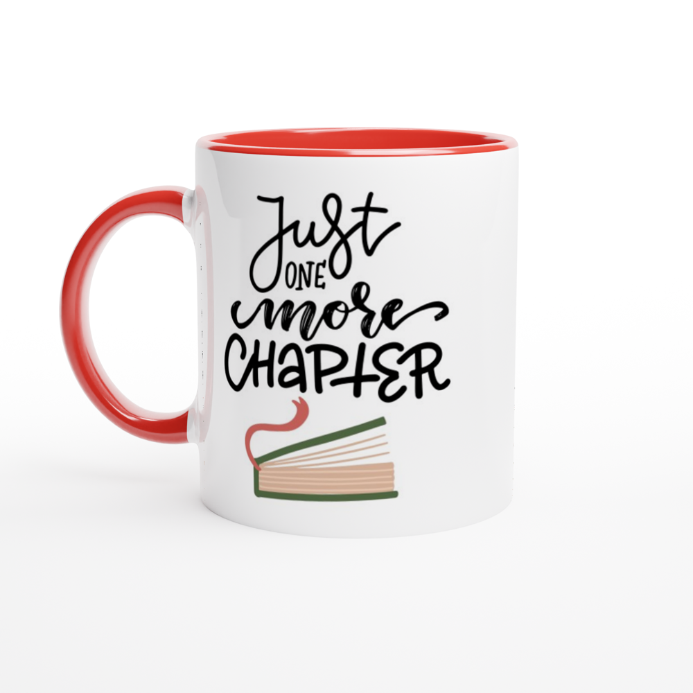 Just One More Chapter - White 11oz Ceramic Mug with Colour Inside ceramic red Colour 11oz Mug Reading