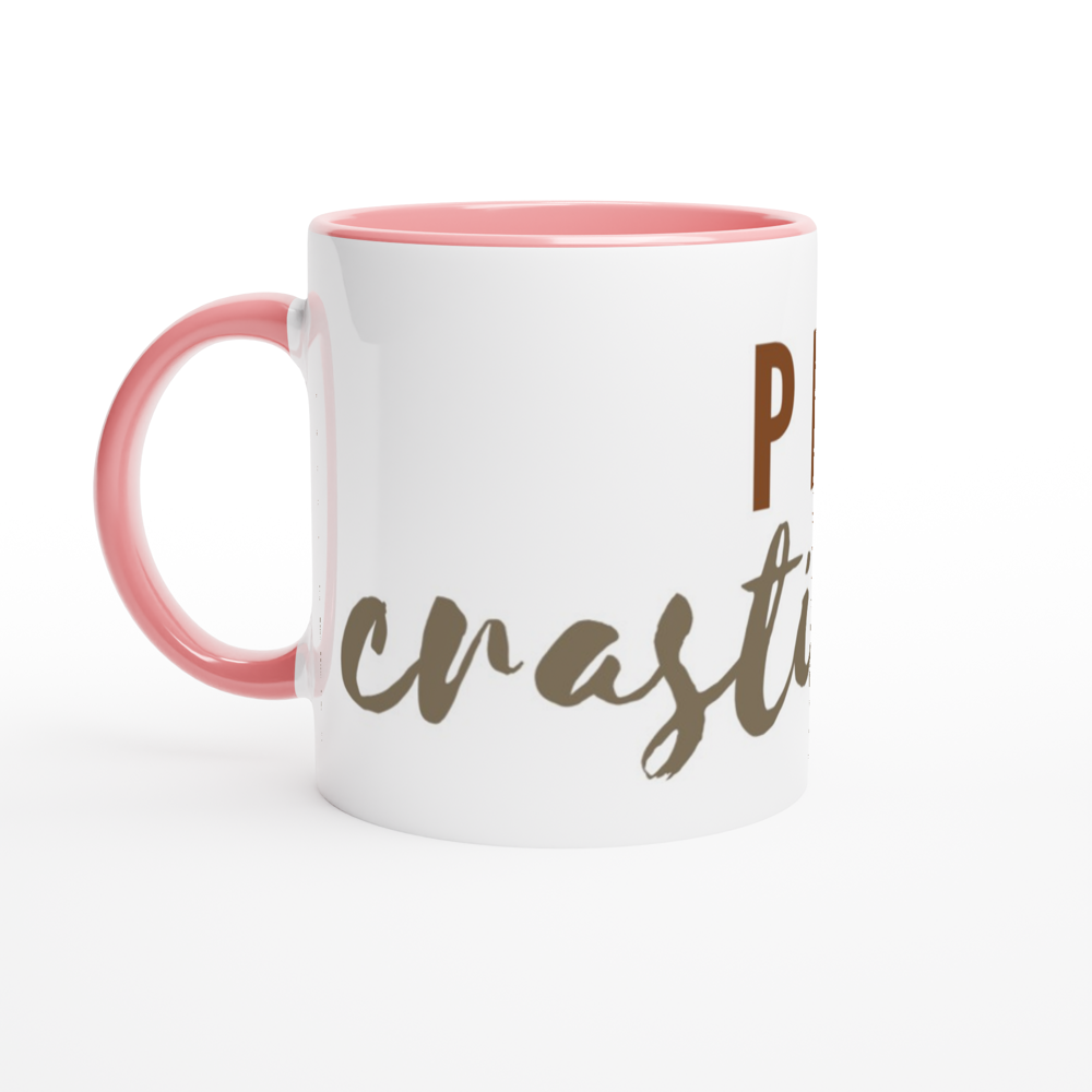 Procrastinator - White 11oz Ceramic Mug with Colour Inside ceramic pink Colour 11oz Mug Funny