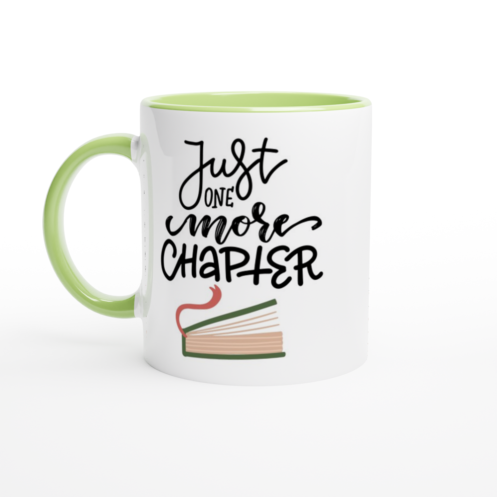 Just One More Chapter - White 11oz Ceramic Mug with Colour Inside ceramic green Colour 11oz Mug Reading