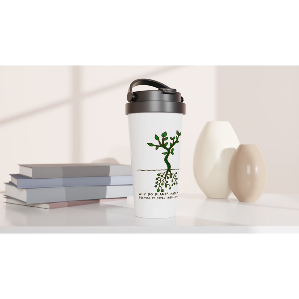 Square Roots - White 15oz Stainless Steel Travel Mug Travel Mug Globally Fulfilled Maths Plants Science