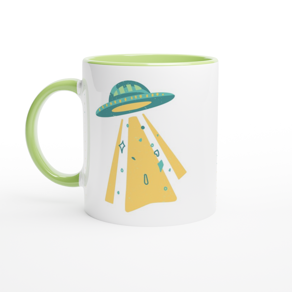 Alien UFO - White 11oz Ceramic Mug with Colour Inside Colour 11oz Mug Sci Fi Space