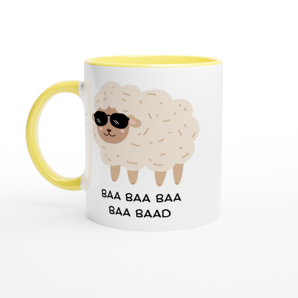 Baa Baa Baa Baa Baad - White 11oz Ceramic Mug with Color Inside ceramic yellow Colour 11oz Mug animal