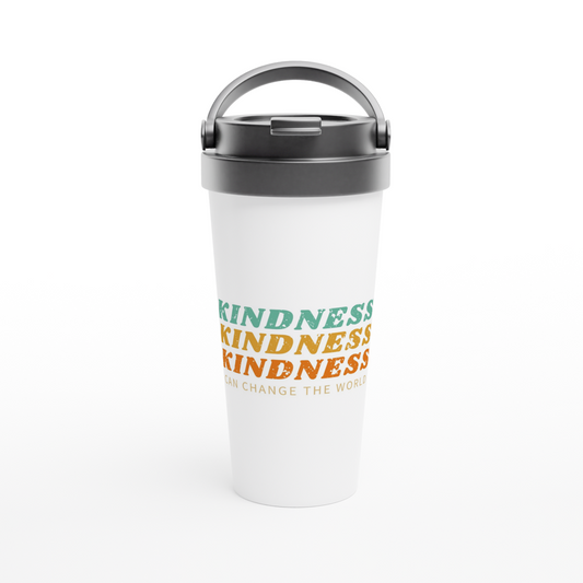 Kindness Can Change The World - White 15oz Stainless Steel Travel Mug Travel Mug Globally Fulfilled