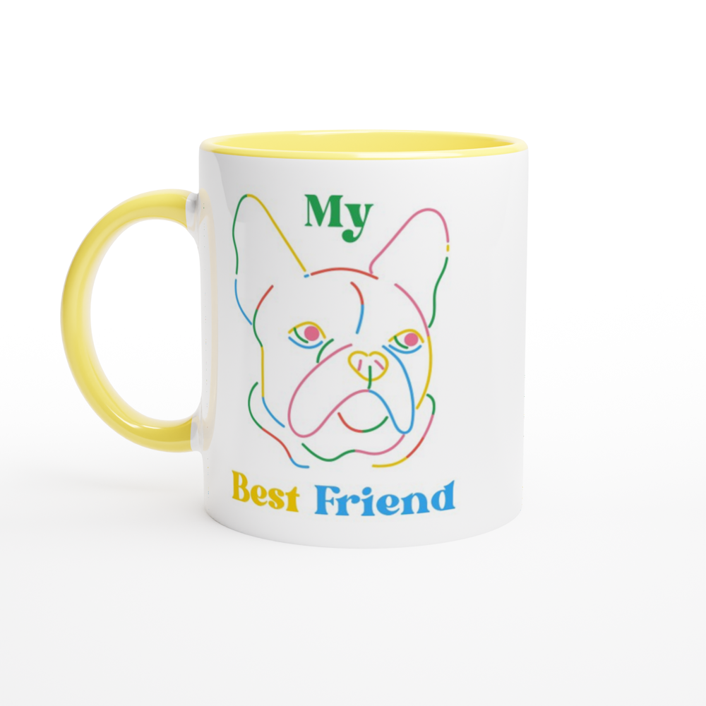 My Best Friend, Dog - White 11oz Ceramic Mug with Color Inside ceramic yellow Colour 11oz Mug animal