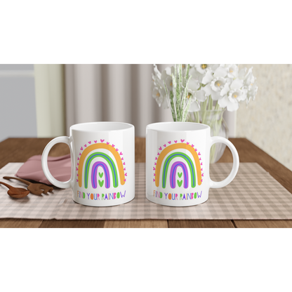 Find Your Rainbow - White 11oz Ceramic Mug White 11oz Mug Motivation