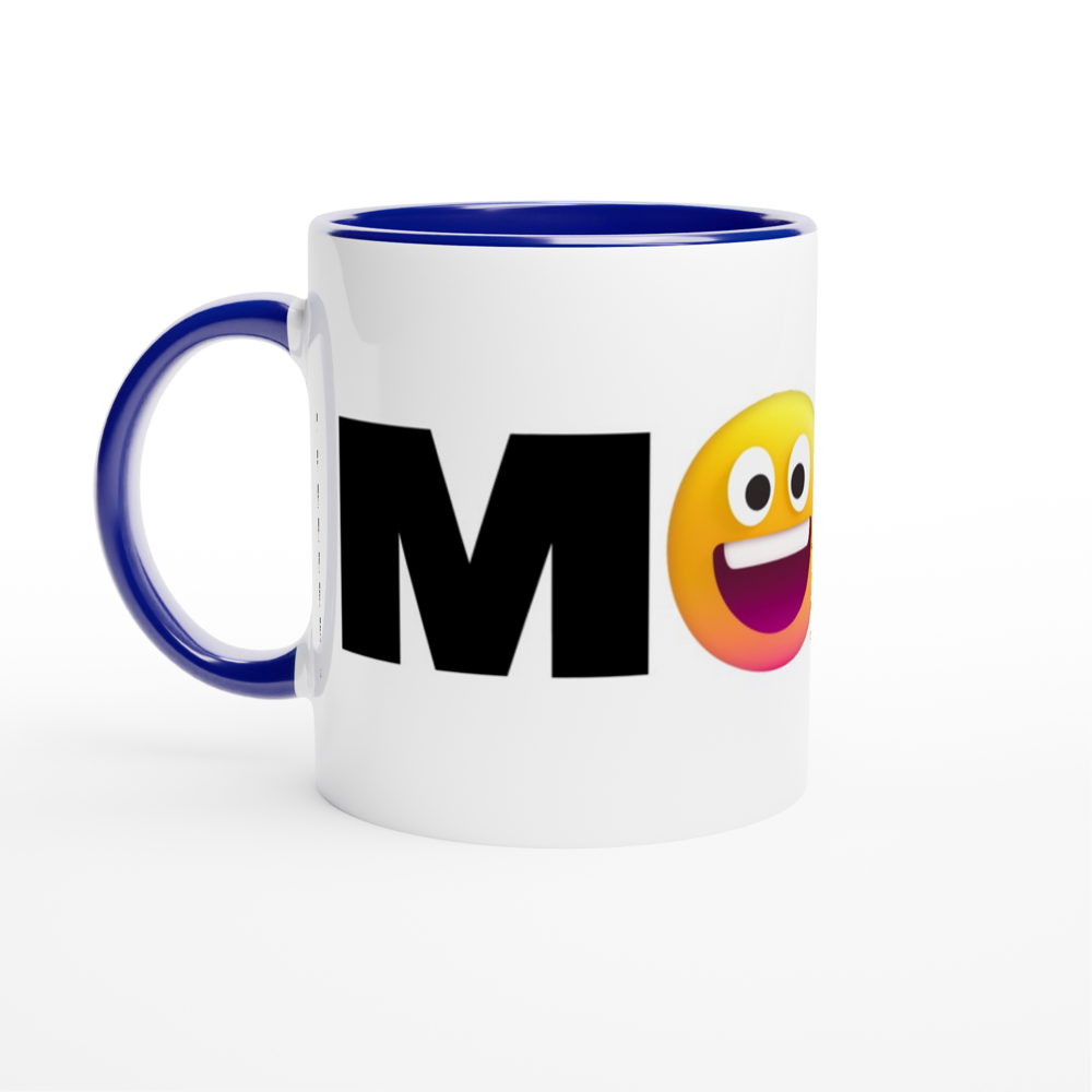 Mood Emoji - White 11oz Ceramic Mug with Colour Inside ceramic blue Colour 11oz Mug Funny