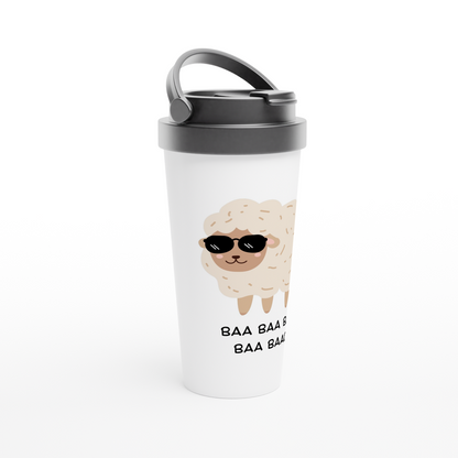 Baa Baa Baa Baa Baad - White 15oz Stainless Steel Travel Mug Travel Mug animal Globally Fulfilled