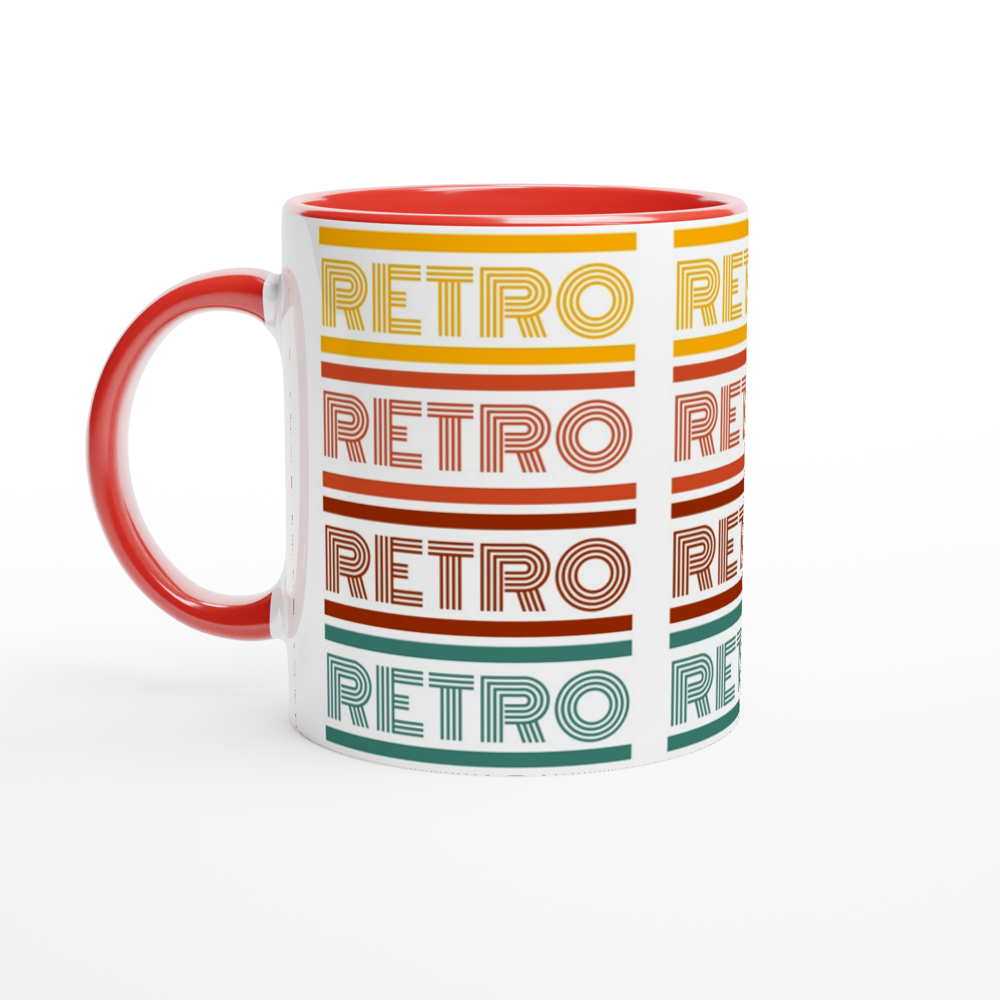 Retro - White 11oz Ceramic Mug with Colour Inside ceramic red Colour 11oz Mug Retro