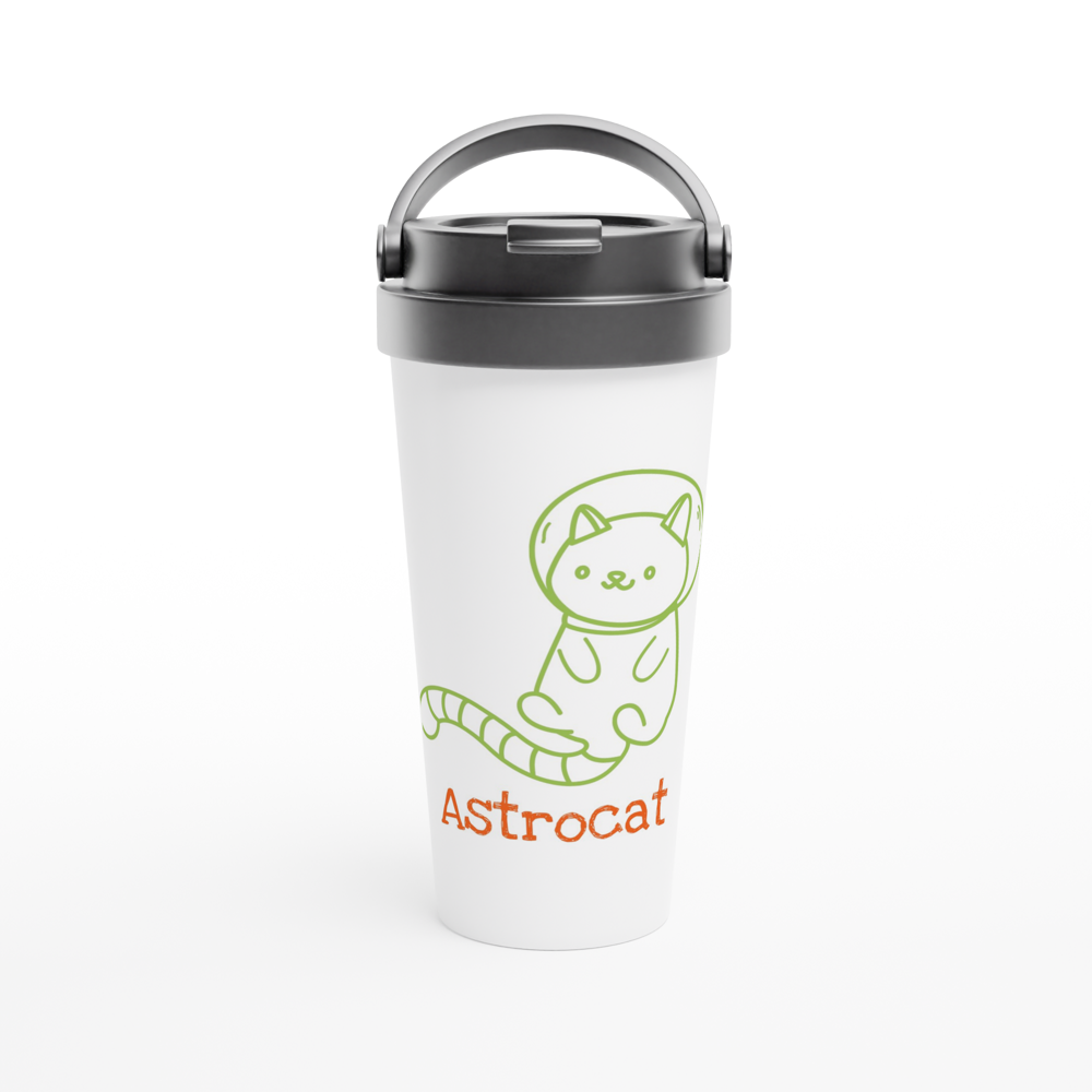 Astrocat - White 15oz Stainless Steel Travel Mug White 15oz Stainless Steel Travel Mug Travel Mug animal Space