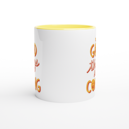 Good Things Are Coming - White 11oz Ceramic Mug with Colour Inside Colour 11oz Mug Motivation