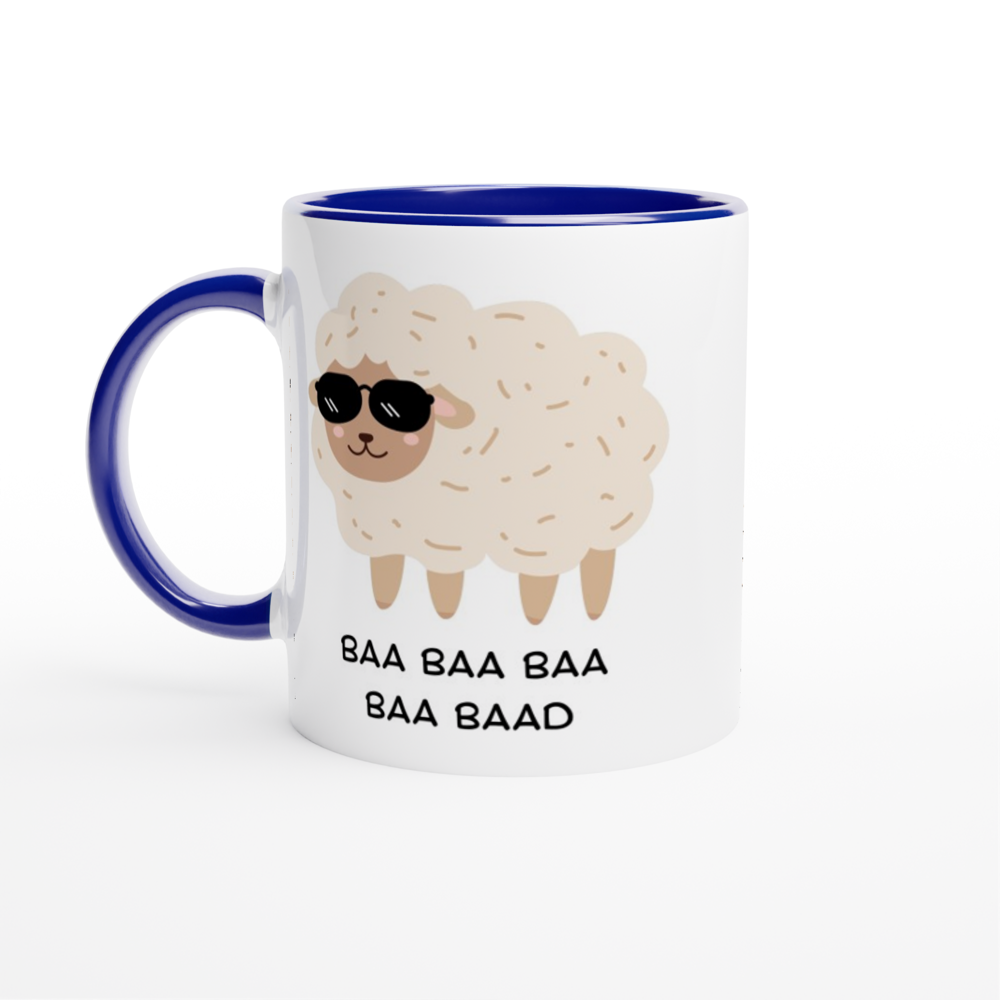 Baa Baa Baa Baa Baad - White 11oz Ceramic Mug with Colour Inside ceramic blue Colour 11oz Mug animal
