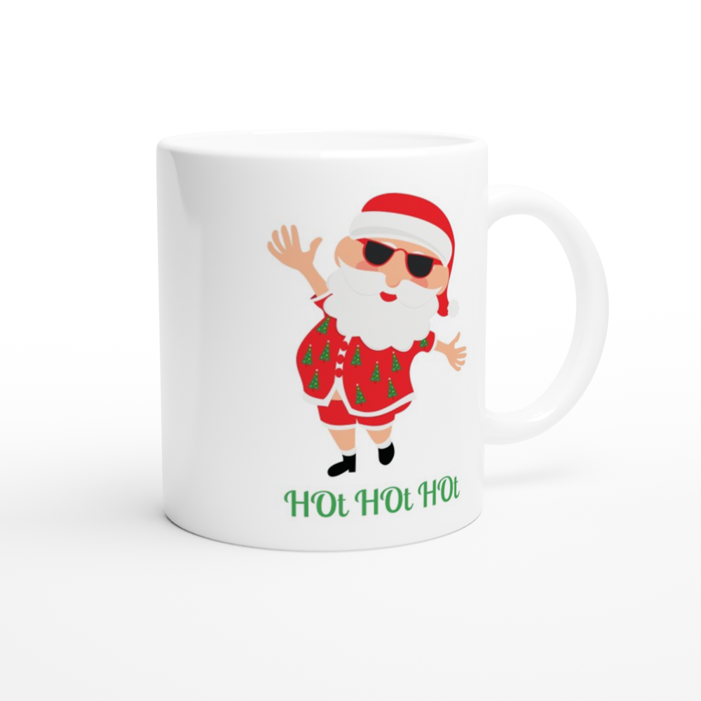 HOt HOt HOt - White 11oz Ceramic Mug Christmas White Mug Globally Fulfilled