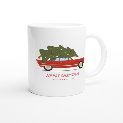 Christmas Car - White 11oz Ceramic Mug Christmas White Mug Globally Fulfilled