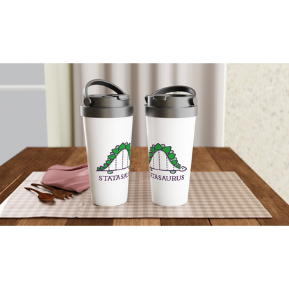 Statasaurus - White 15oz Stainless Steel Travel Mug Travel Mug animal Globally Fulfilled Maths Science