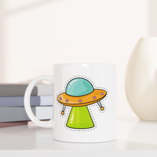 UFO - White 11oz Ceramic Mug White 11oz Mug Globally Fulfilled