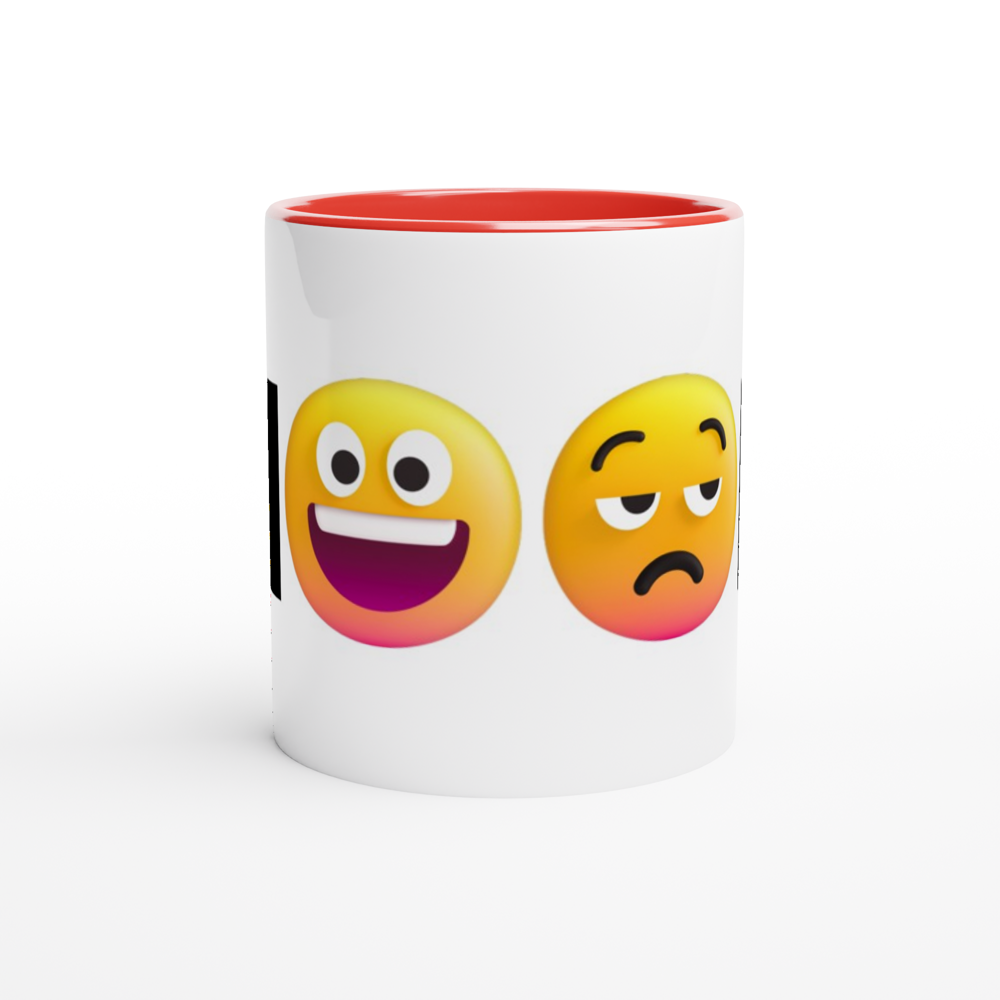 Mood Emoji - White 11oz Ceramic Mug with Colour Inside Colour 11oz Mug Funny