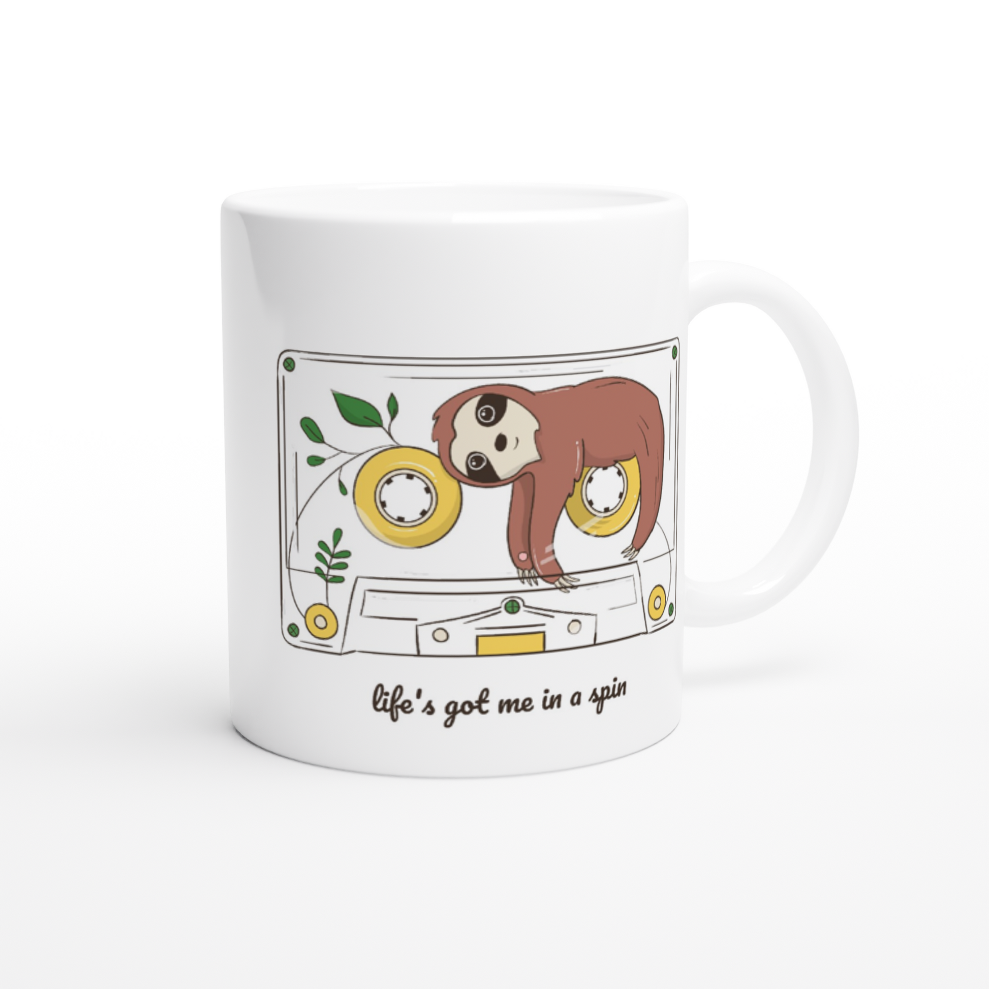 Cassette, Life's Got Me In A Spin -White 11oz Ceramic Mug White 11oz Mug Globally Fulfilled