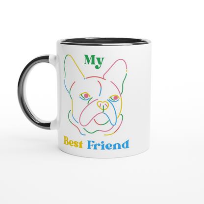 My Best Friend, Dog - White 11oz Ceramic Mug with Colour Inside ceramic black Colour 11oz Mug animal